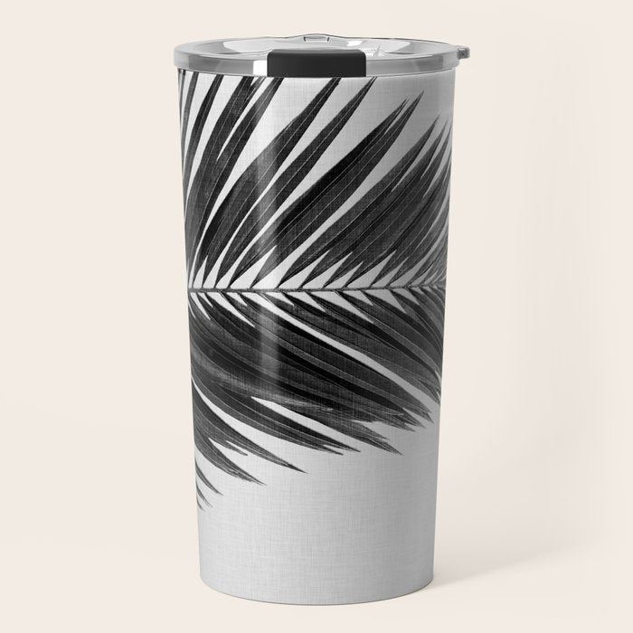 Palm Leaf Black & White I Travel Mug Gallery Image 1