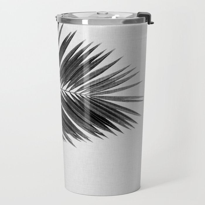 Palm Leaf Black & White I Travel Mug Gallery Image 2