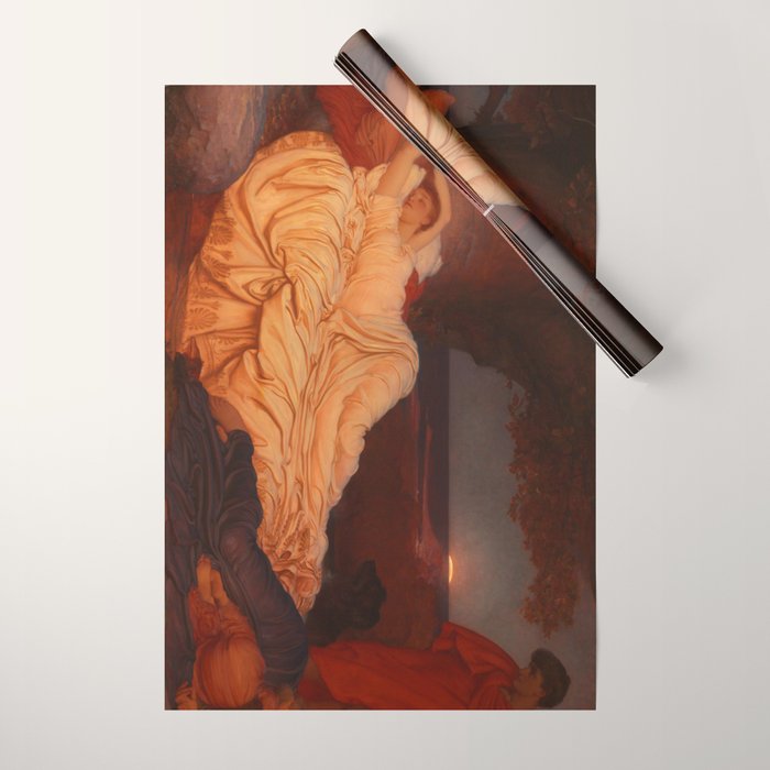 Cymon and Iphigenia, sleeping beauty female portrait painting by Frederic Leighton Wrapping Paper Gallery Image 1