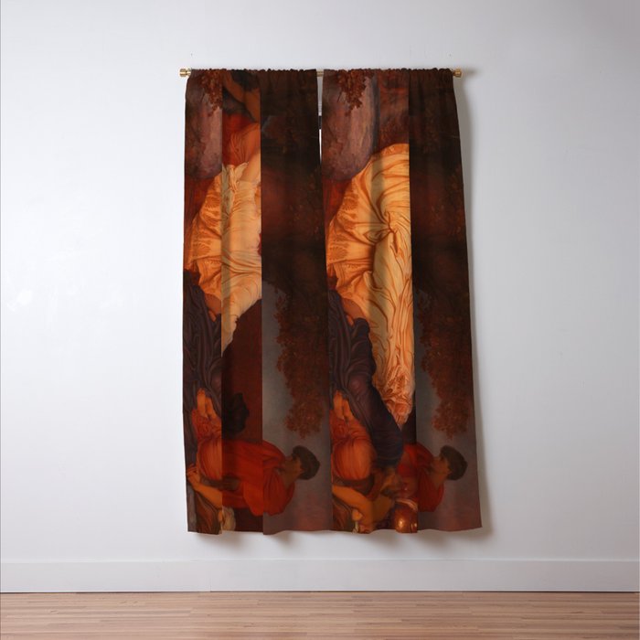 Cymon and Iphigenia, sleeping beauty female portrait painting by Frederic Leighton Window Curtain Gallery Image 3