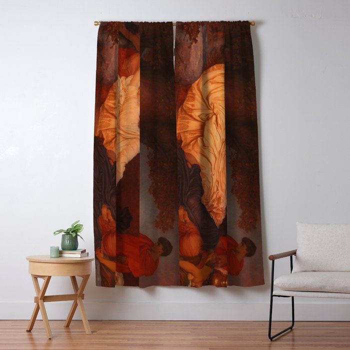 Cymon and Iphigenia, sleeping beauty female portrait painting by Frederic Leighton Window Curtain Gallery Image 5