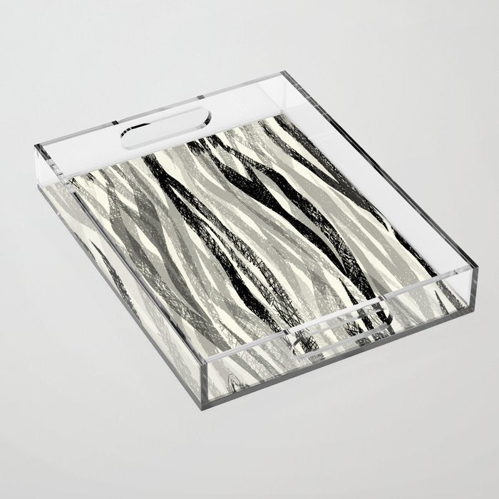 Wildlife Safari animal print black and white Acrylic Tray Gallery Image 1