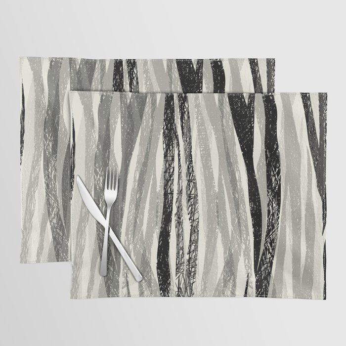 Wildlife Safari animal print black and white Placemat Gallery Image 1