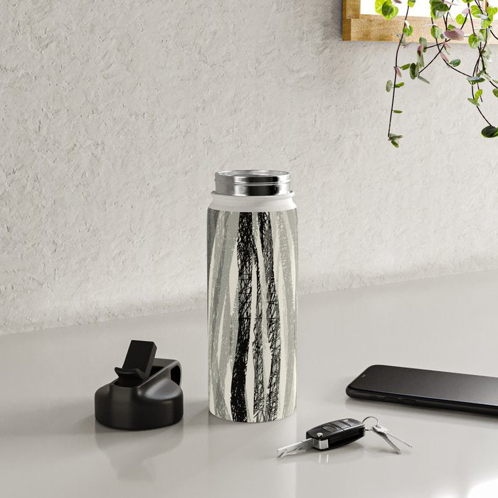 Wildlife Safari animal print black and white Water Bottle Gallery Image 4