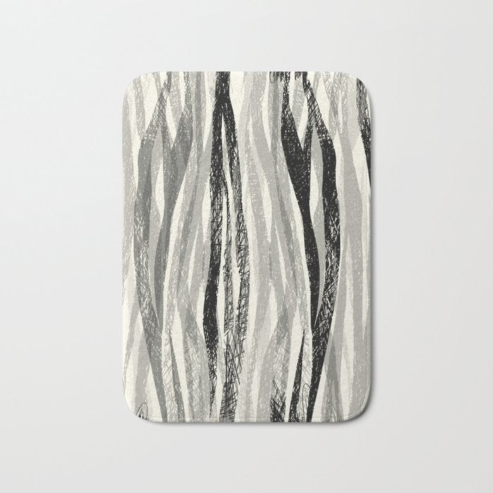 Wildlife Safari animal print black and white Bath Mat Gallery Image 1