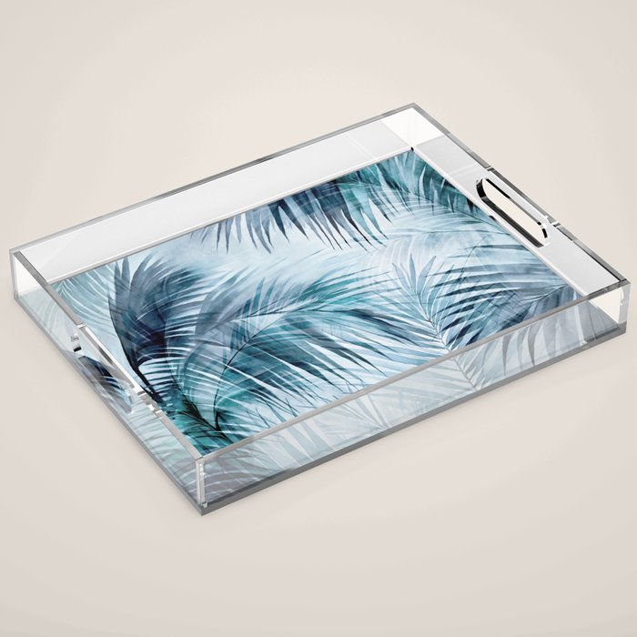 Blue Hour Tropical Retreat Palm Jungle Blue Acrylic Tray Gallery Image 1