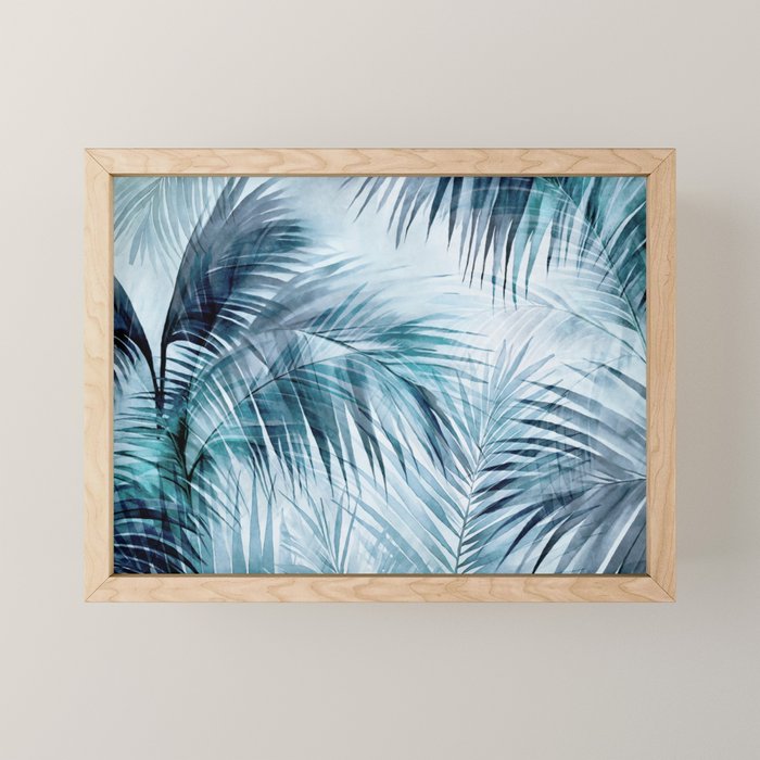 Blue Hour Tropical Retreat Palm Jungle Blue Mini Art Print Gallery Image 1