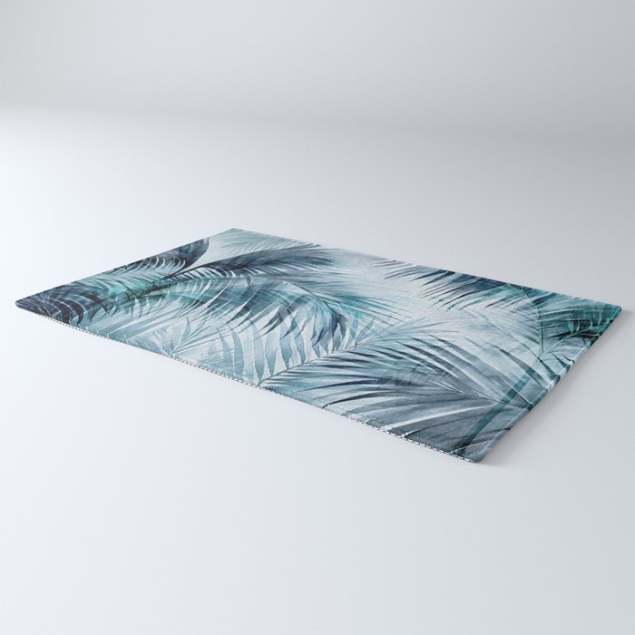 Blue Hour Tropical Retreat Palm Jungle Blue Rug Gallery Image 3