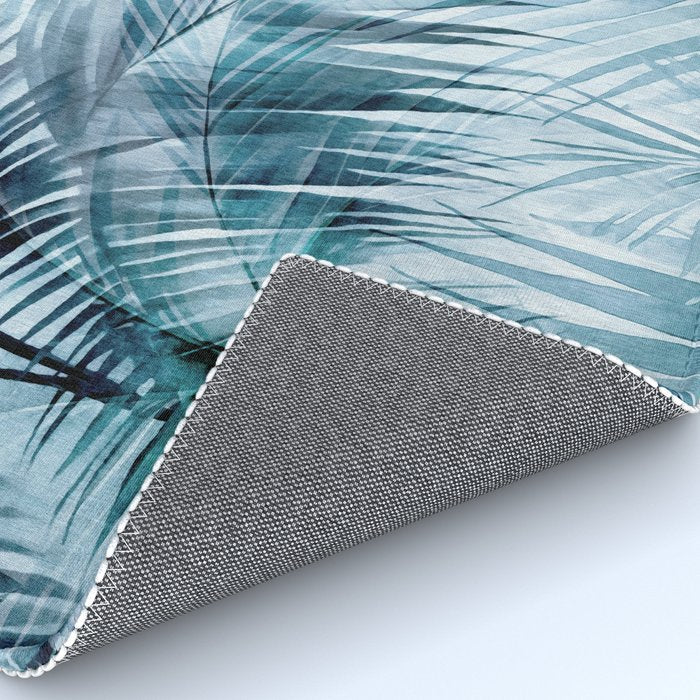 Blue Hour Tropical Retreat Palm Jungle Blue Rug Gallery Image 4