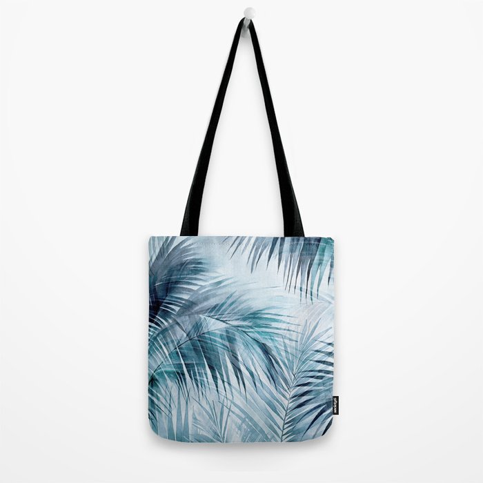 Blue Hour Tropical Retreat Palm Jungle Blue Tote Bag Gallery Image 2