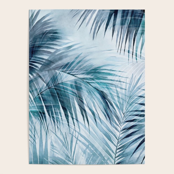 Blue Hour Tropical Retreat Palm Jungle Blue Poster Gallery Image 4