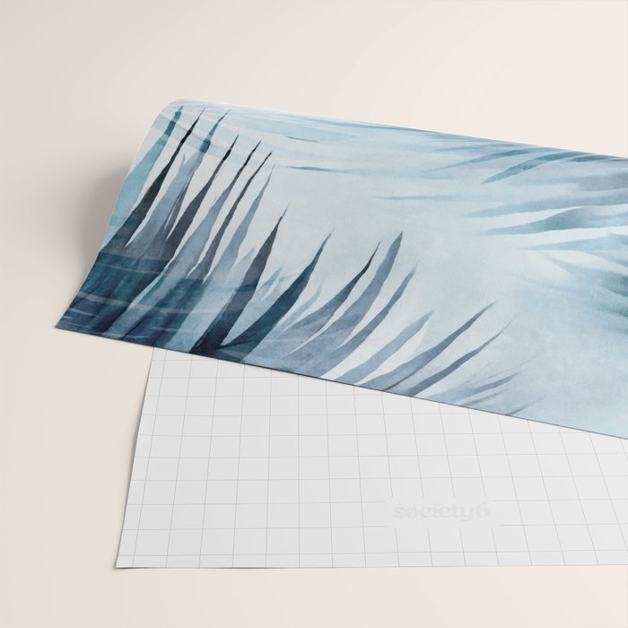 Blue Hour Tropical Retreat Palm Jungle Blue Wrapping Paper Gallery Image 2