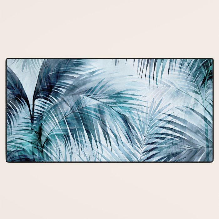 Blue Hour Tropical Retreat Palm Jungle Blue Desk Mat Gallery Image 3