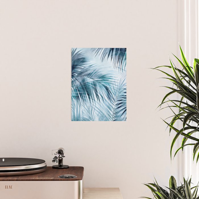 Blue Hour Tropical Retreat Palm Jungle Blue Poster Gallery Image 2