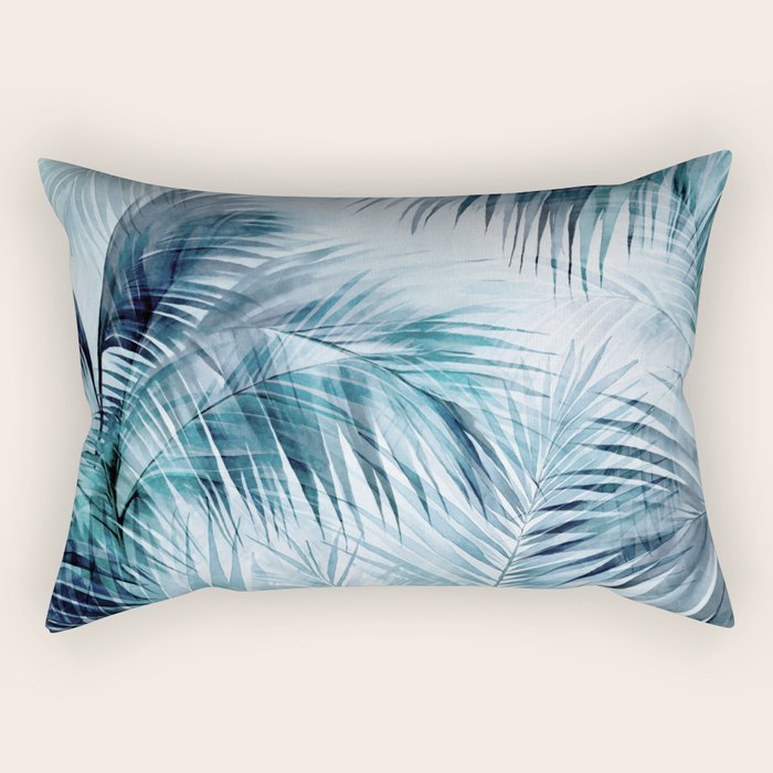 Blue Hour Tropical Retreat Palm Jungle Blue Rectangular Pillow Gallery Image 1
