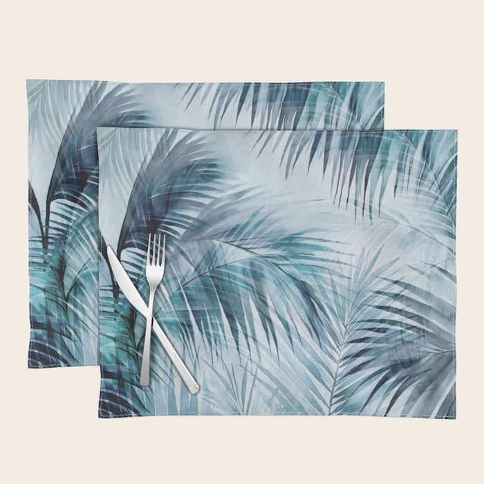 Blue Hour Tropical Retreat Palm Jungle Blue Placemat Gallery Image 1