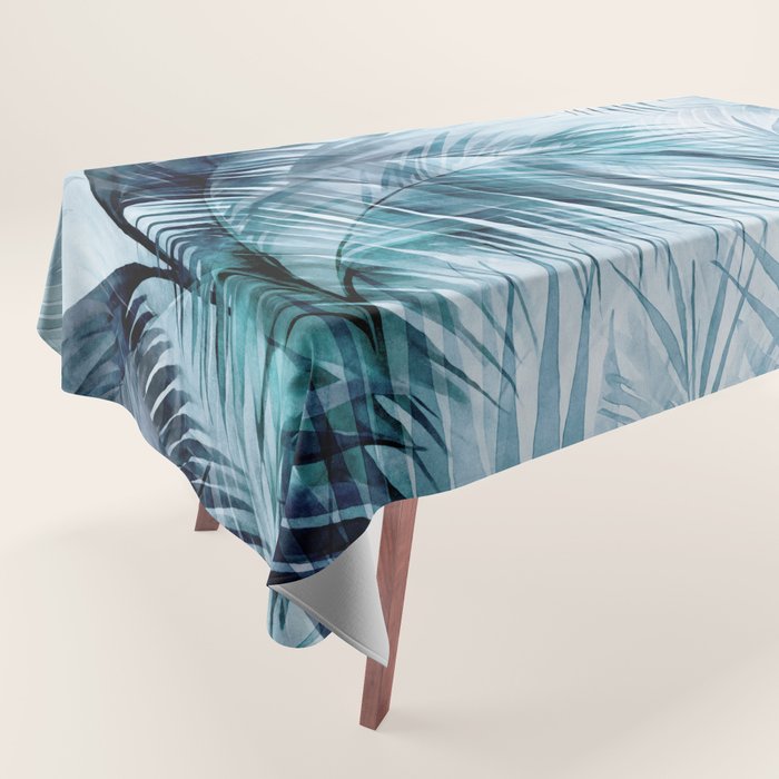 Blue Hour Tropical Retreat Palm Jungle Blue Tablecloth Gallery Image 1