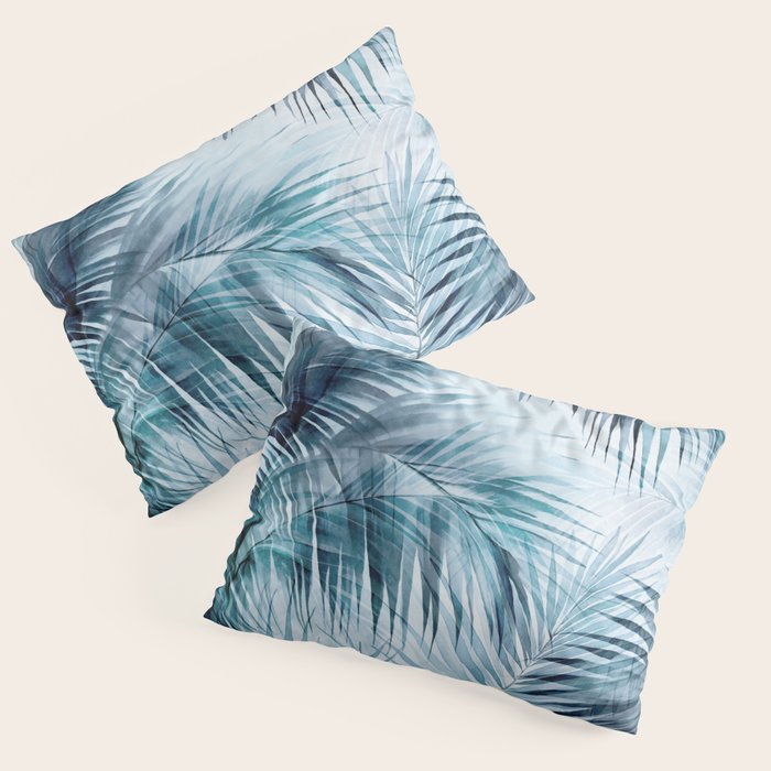 Blue Hour Tropical Retreat Palm Jungle Blue Pillow Sham Gallery Image 3