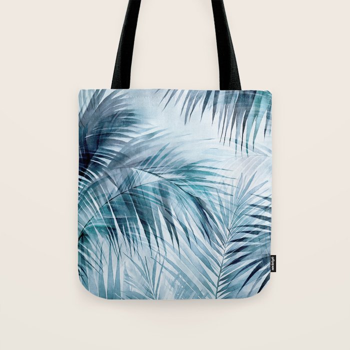 Blue Hour Tropical Retreat Palm Jungle Blue Tote Bag Gallery Image 1