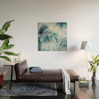 Blue Hour Tropical Retreat Palm Jungle Blue Wood Wall Art Gallery Image 2