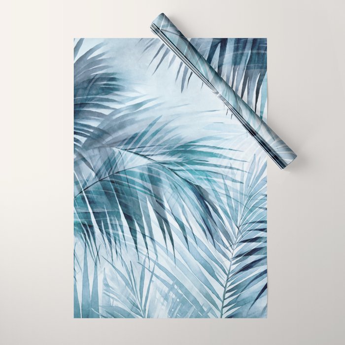 Blue Hour Tropical Retreat Palm Jungle Blue Wrapping Paper Gallery Image 1