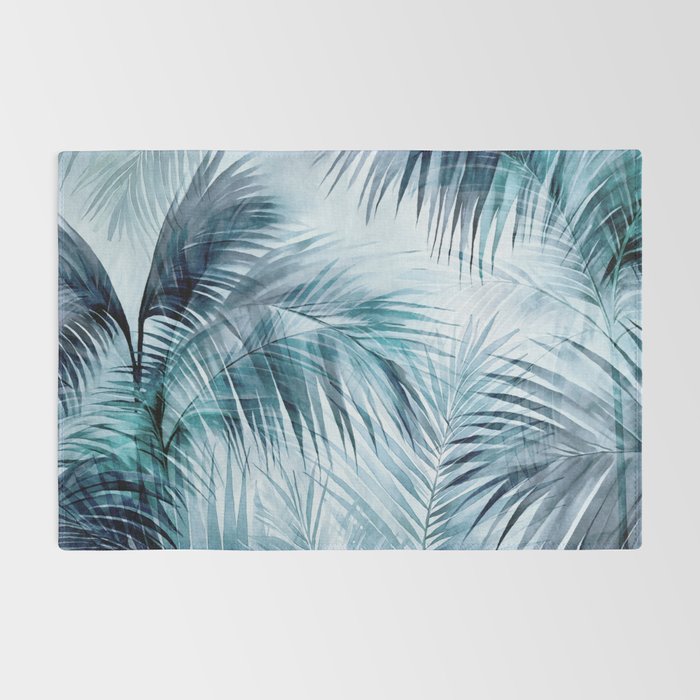 Blue Hour Tropical Retreat Palm Jungle Blue Rug Gallery Image 2