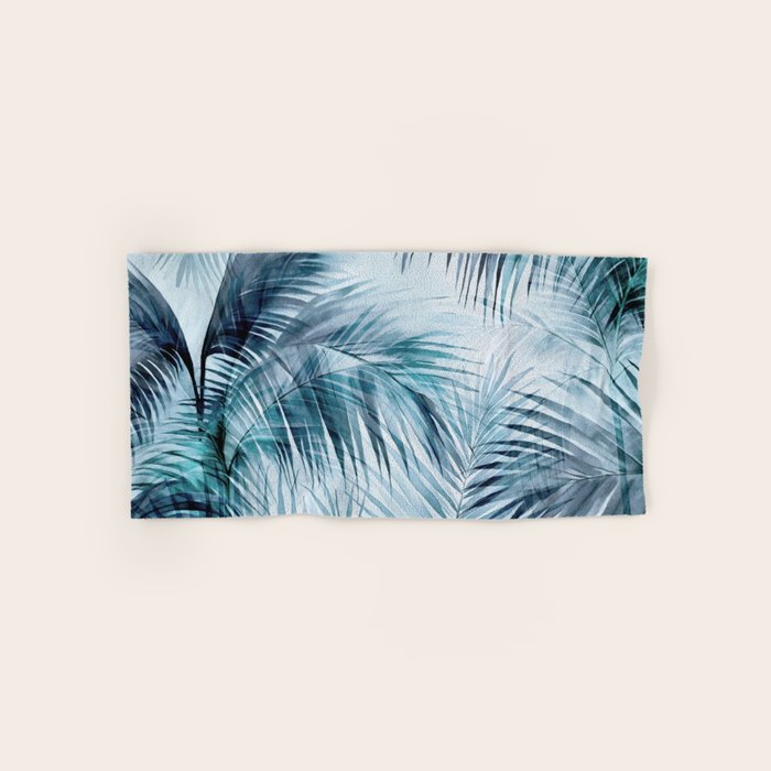 Blue Hour Tropical Retreat Palm Jungle Blue Bath Towel Gallery Image 1
