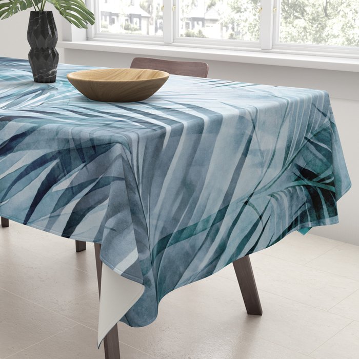 Blue Hour Tropical Retreat Palm Jungle Blue Tablecloth Gallery Image 3