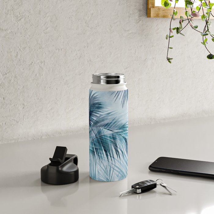 Blue Hour Tropical Retreat Palm Jungle Blue Water Bottle Gallery Image 4