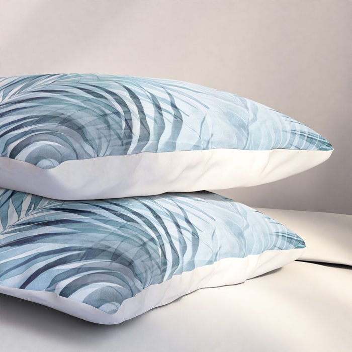 Blue Hour Tropical Retreat Palm Jungle Blue Pillow Sham Gallery Image 3