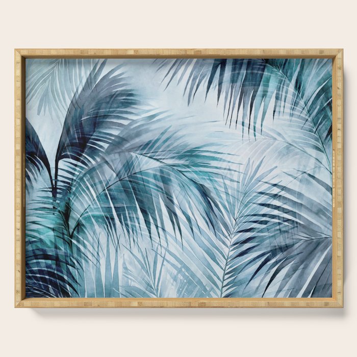 Blue Hour Tropical Retreat Palm Jungle Blue Serving Tray Gallery Image 1