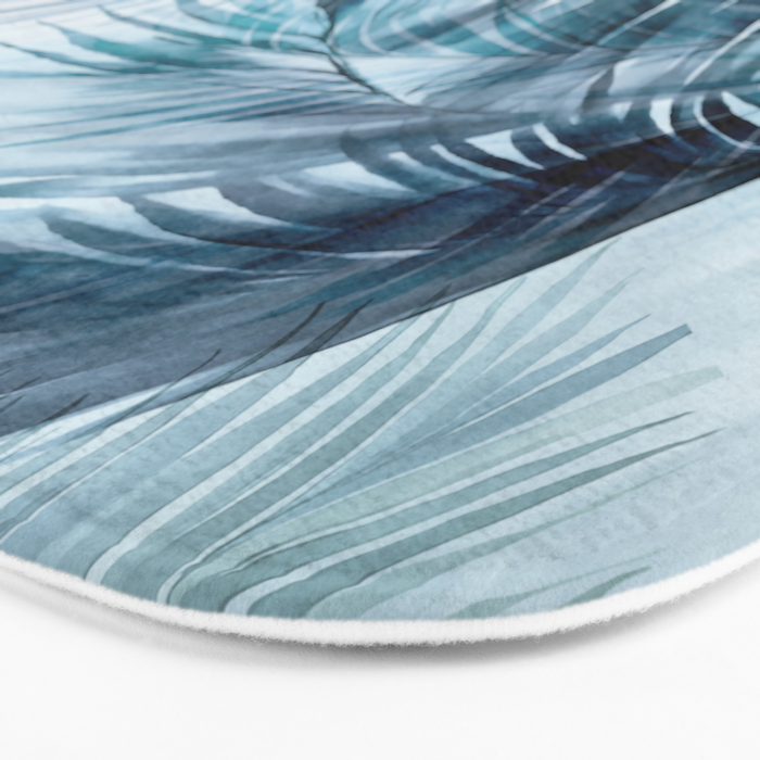 Blue Hour Tropical Retreat Palm Jungle Blue Bath Mat Gallery Image 3