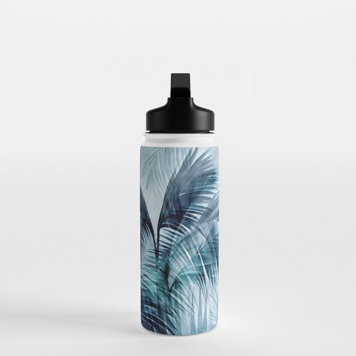 Blue Hour Tropical Retreat Palm Jungle Blue Water Bottle Gallery Image 3
