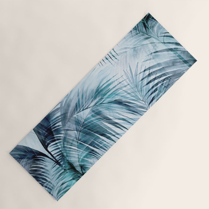 Blue Hour Tropical Retreat Palm Jungle Blue Yoga Mat Gallery Image 1