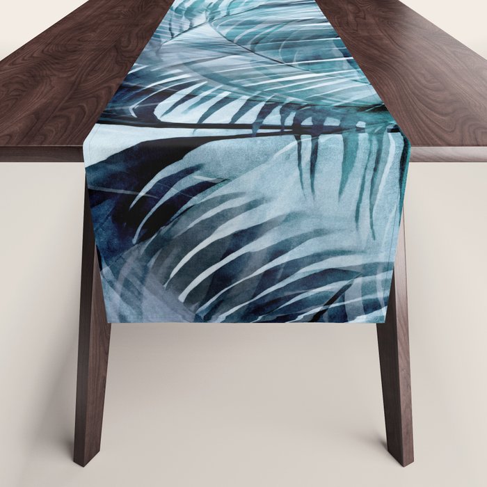 Blue Hour Tropical Retreat Palm Jungle Blue Table Runner Gallery Image 1