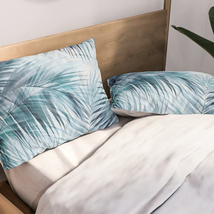 Blue Hour Tropical Retreat Palm Jungle Blue Pillow Sham Gallery Image 2