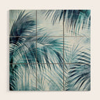 Blue Hour Tropical Retreat Palm Jungle Blue Wood Wall Art Gallery Image 1
