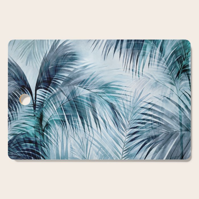 Blue Hour Tropical Retreat Palm Jungle Blue Cutting Board Gallery Image 1
