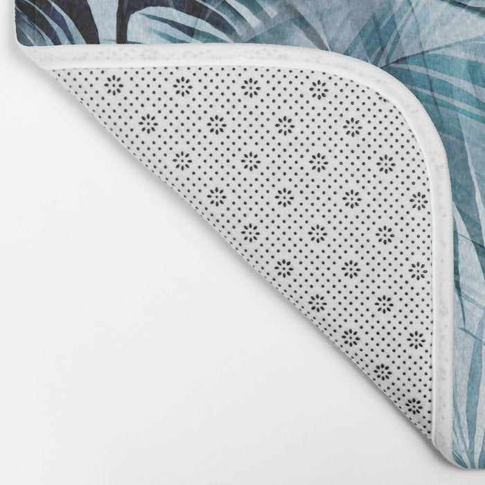 Blue Hour Tropical Retreat Palm Jungle Blue Bath Mat Gallery Image 2