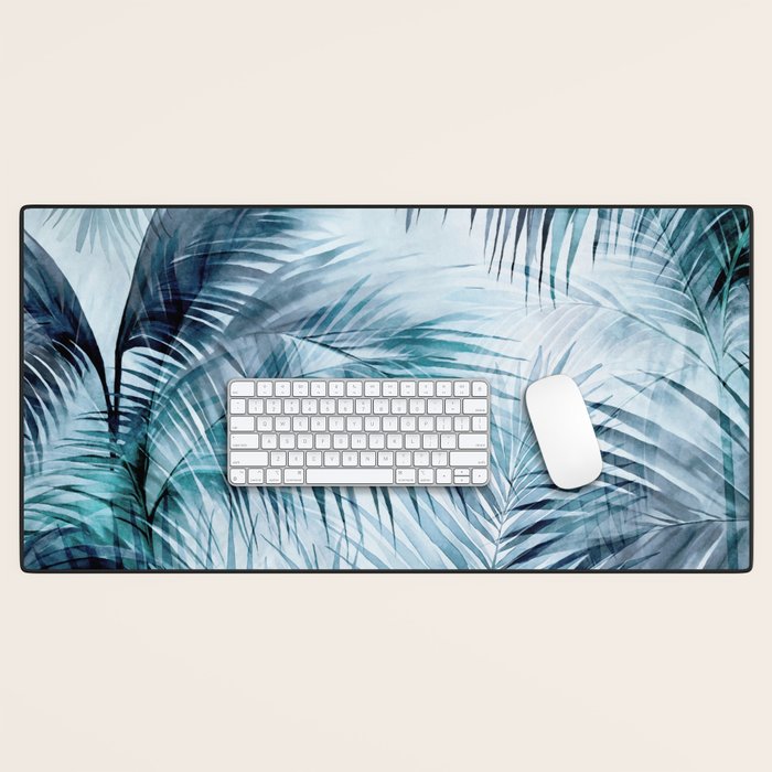 Blue Hour Tropical Retreat Palm Jungle Blue Desk Mat Gallery Image 1