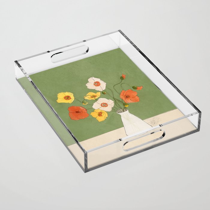 Field Wildflowers Verde Acrylic Tray Gallery Image 1