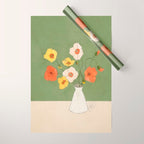 Field Wildflowers Verde Wrapping Paper Gallery Image 1