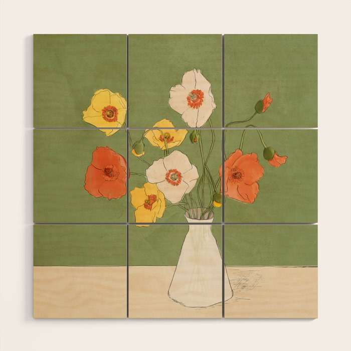 Field Wildflowers Verde Wood Wall Art Gallery Image 1