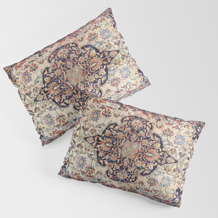 Antique Tabriz Rug Print With Abrashed Field Pillow Sham Gallery Image 1