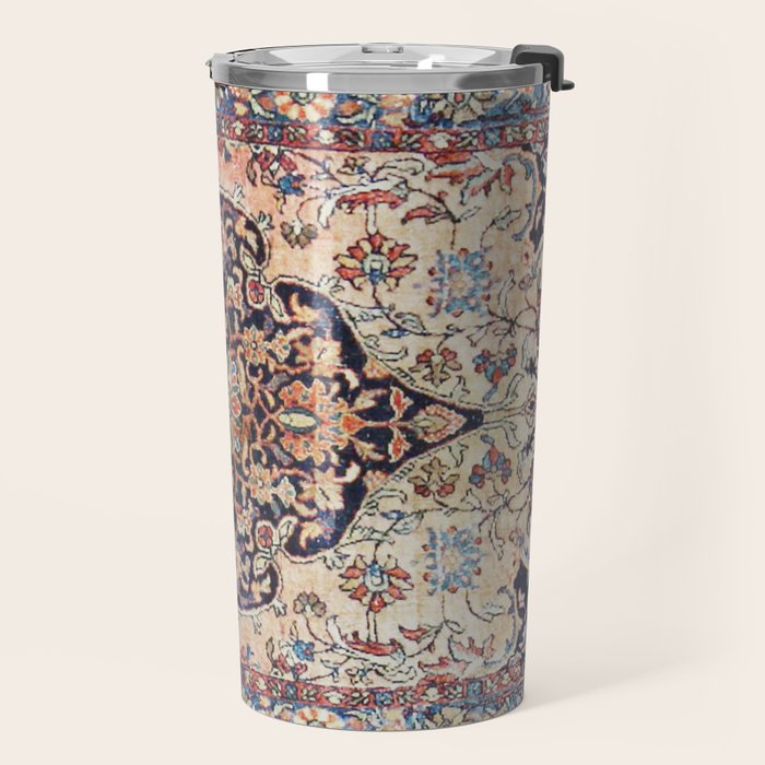 Antique Tabriz Rug Print With Abrashed Field Travel Mug Gallery Image 2