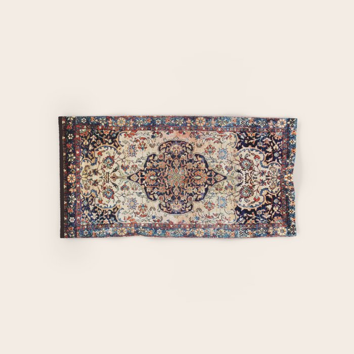 Antique Tabriz Rug Print With Abrashed Field Bath Towel Gallery Image 1