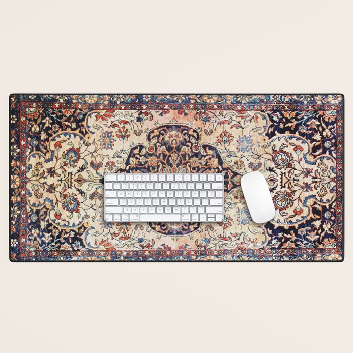 Antique Tabriz Rug Print With Abrashed Field Desk Mat Gallery Image 1