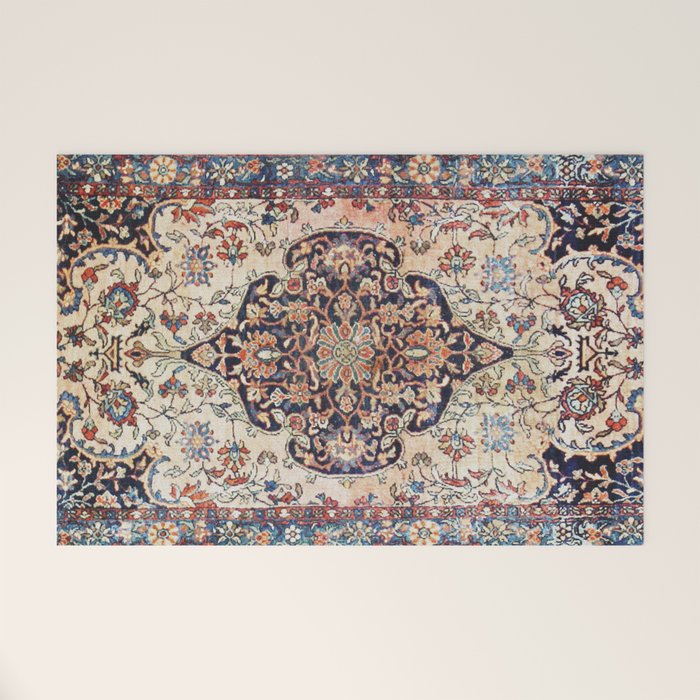 Antique Tabriz Rug Print With Abrashed Field Welcome Mat Gallery Image 1