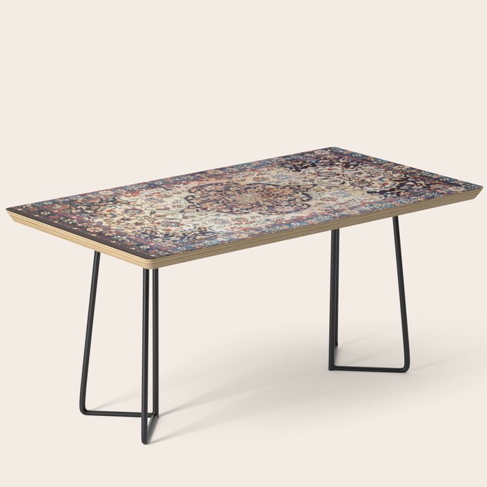 Antique Tabriz Rug Print With Abrashed Field Coffee Table Gallery Image 1