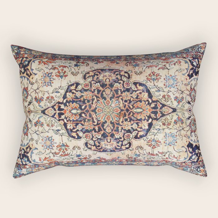Antique Tabriz Rug Print With Abrashed Field Rectangular Pillow Gallery Image 2
